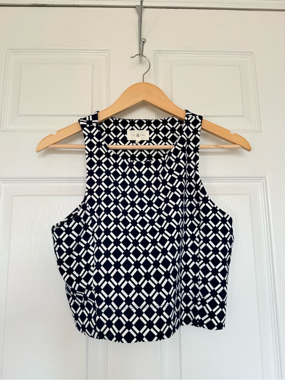Lou & Grey Navy and White Geometric Crop Top